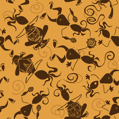 Seamless pattern of tribal musicians