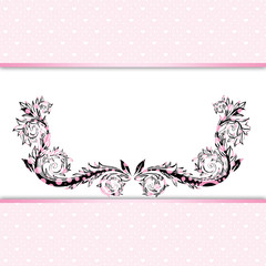 Template , invitation or greeting card with lace fabric pink