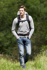 Man Hiking In Countryside