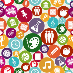  Back to School icons education seamless pattern.