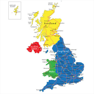 England,Scotland,Wales and North Ireland map