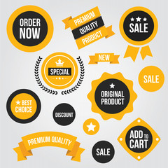 Bright Vector Stickers and Ribbons Set