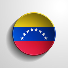 Venezuela 3d Round realistic flag on white background
