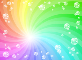soap bubbles in front of colorful background