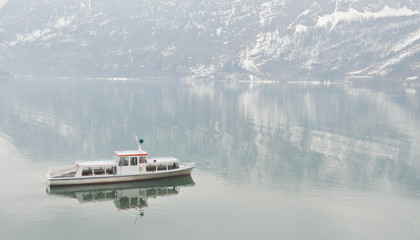 A ferry in Hallstatt lake