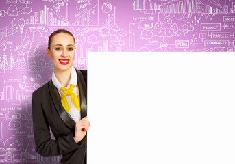 Businesswoman with blank banner