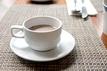White cup of  cocoa.