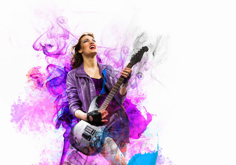 Rock passionate girl with black wings