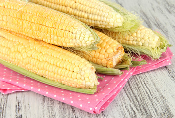 Fresh corn vegetable on wooden table