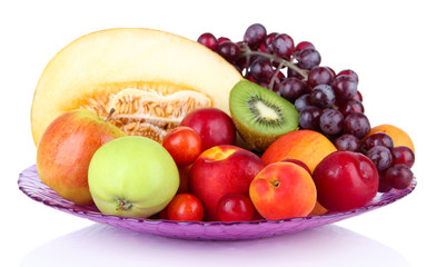 Assortment of juicy fruits isolated on white