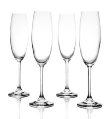 Empty glasses isolated on white