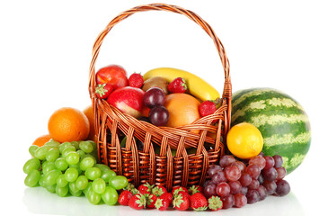 Different fruits isolated on white