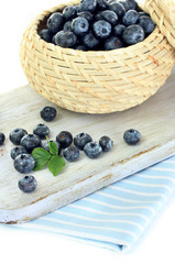 Blueberries in wooden basket