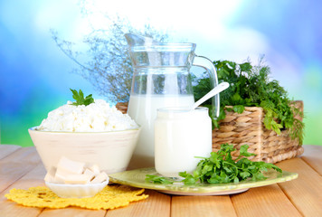 Fresh dairy products with greens