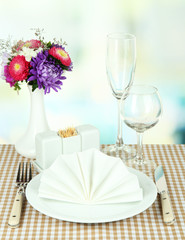 Beautiful table setting for breakfast