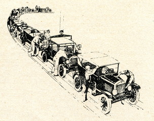 Automobile assembly line ca. 1920