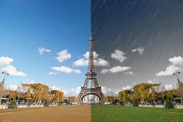 The Eiffel Tower in Paris, France - Season Chnage Concept