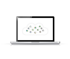 laptop cloud computing tools illustration tools