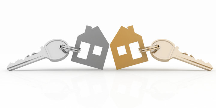 3d model house symbol set with keys