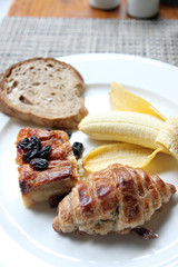 Focus hight view Banana bread sheet and toast.