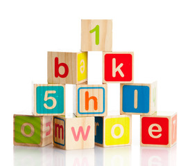 wooden toy cubes with letters.  Wooden alphabet blocks.