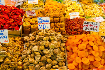 Dried fruits and Turkish Sweets in Spice Bazaar