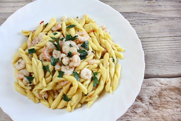 Trofie con gamberi e prezzemolo