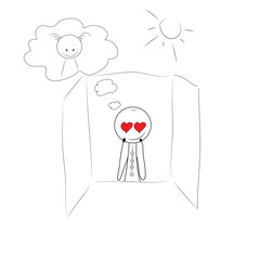 Young man thinking about love.