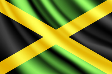 Waving flag of Jamaica, vector