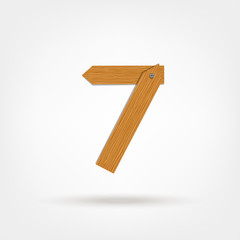 Number seven made from wooden boards for your design