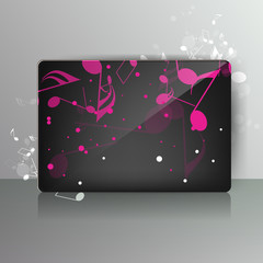 Card with abstract background with music notes