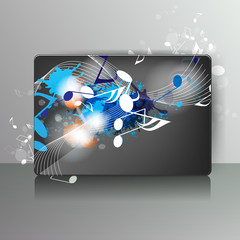 Card with abstract background with music notes