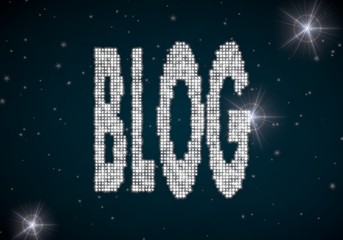 3d graphic of a networking blog symbol glittering on night sky