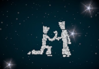 Illustration of a lucky jackpot symbol glittering on night sky