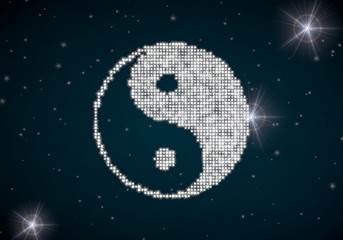 Fototapeta na wymiar Illustration of a lucky jackpot symbol glittering on night sky