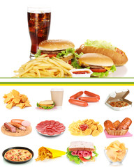 Collage of  unhealthy food