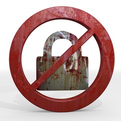 Illustration of a old secure sign not allowed