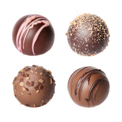 Chocolate candies collection. Belgian truffles isolated - 55381803