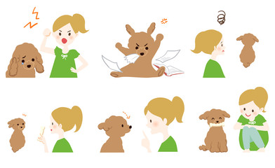 女の子とトイプードル、ケンカと仲直り