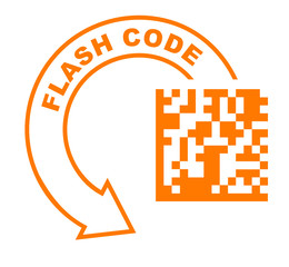 flash code flèche orange - obrazy, fototapety, plakaty