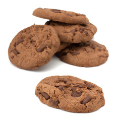 Chocolate pastry cookies isolated on white background