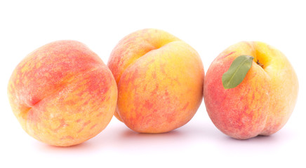 Ripe peach fruit isolated on white background