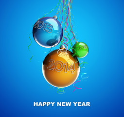 Christmas glass ball Toys 2014 new year on a white background