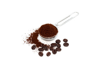 Coffee beans and grounded coffee