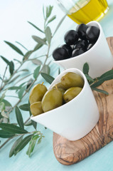 Olive verdi e nere, fuoco selettivo