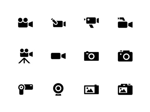 Camera icons on white background.