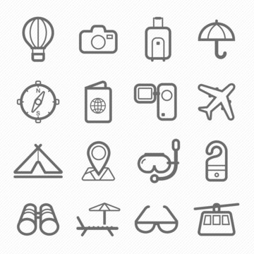 travel symbol line icon set