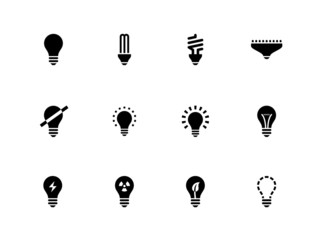 Light bulb and CFL lamp icons on white background. - 55389868