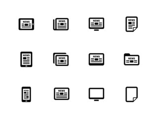 Newspaper icons on white background.