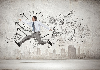 Jumping businessman